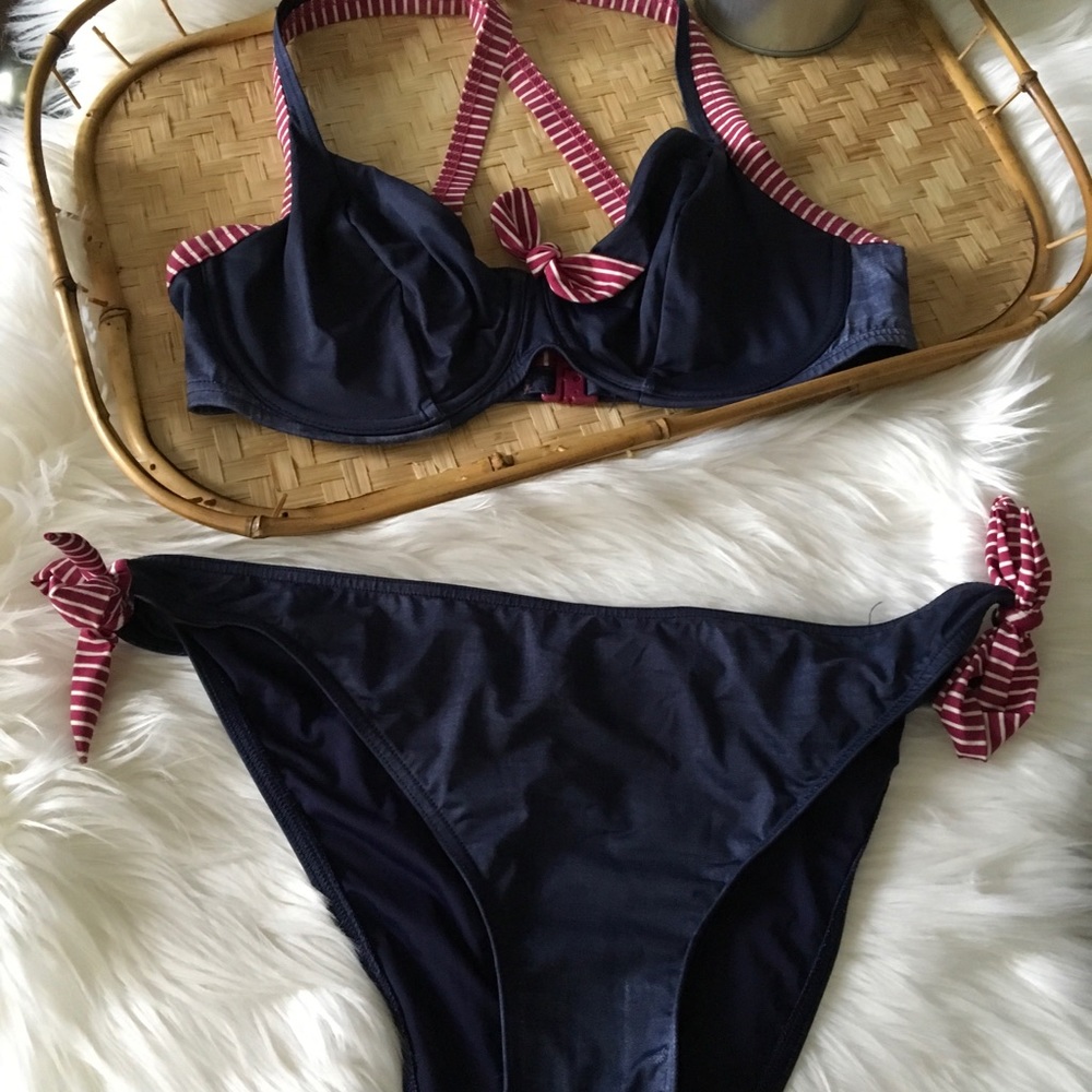 Tribord Navy Blue and Maroon 2 piece Bikini size 8